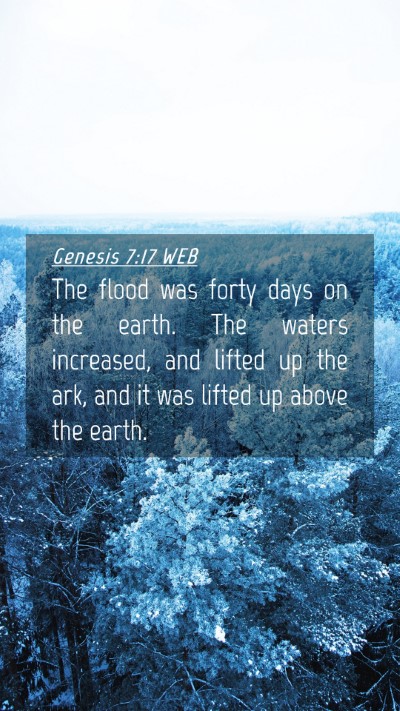 Picture 04 - Genesis 7:17 WEB Mobile Phone Wallpaper - The flood was forty days on the earth. The waters - Mobile Bible Verse Wallpaper