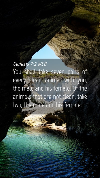 Picture 04 - Genesis 7:2 WEB Mobile Phone Wallpaper - You shall take seven pairs of every clean animal - Mobile Bible Verse Wallpaper