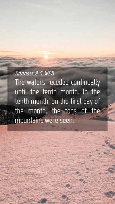 Picture 04 - Genesis 8:5 WEB Mobile Phone Wallpaper - The waters receded continually until the tenth - Mobile Bible Verse Wallpaper