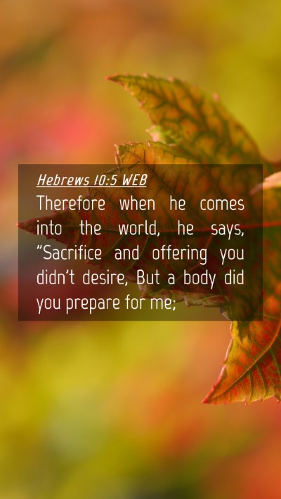 Picture 04 - Hebrews 10:5 WEB Mobile Phone Wallpaper - Therefore when he comes into the world, he says, - Mobile Bible Verse Wallpaper