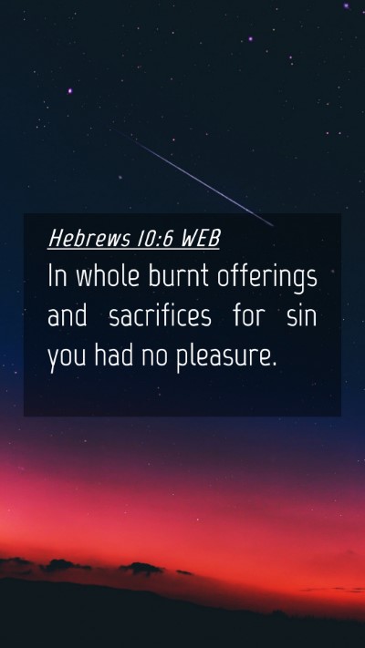 Picture 04 - Hebrews 10:6 WEB Mobile Phone Wallpaper - In whole burnt offerings and sacrifices for sin - Mobile Bible Verse Wallpaper