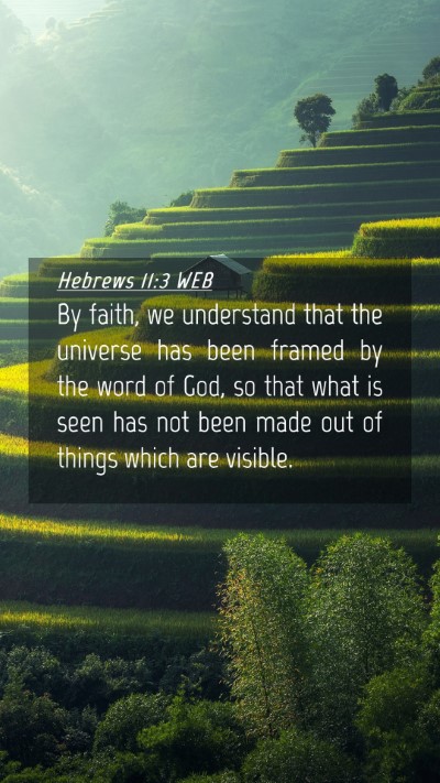 Picture 04 - Hebrews 11:3 WEB Mobile Phone Wallpaper - By faith, we understand that the universe has - Mobile Bible Verse Wallpaper