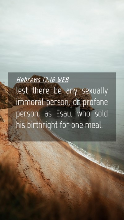 Picture 04 - Hebrews 12:16 WEB Mobile Phone Wallpaper - lest there be any sexually immoral person, or - Mobile Bible Verse Wallpaper
