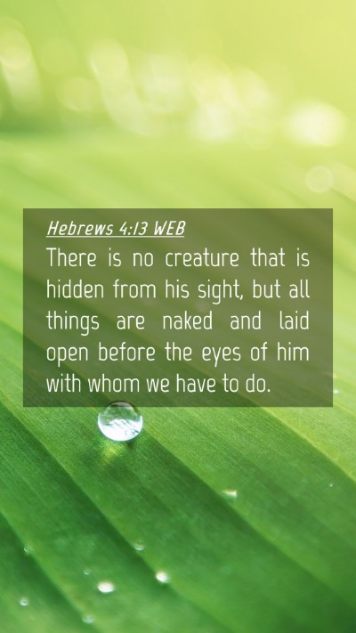 Picture 04 - Hebrews 4:13 WEB Mobile Phone Wallpaper - There is no creature that is hidden from his - Mobile Bible Verse Wallpaper