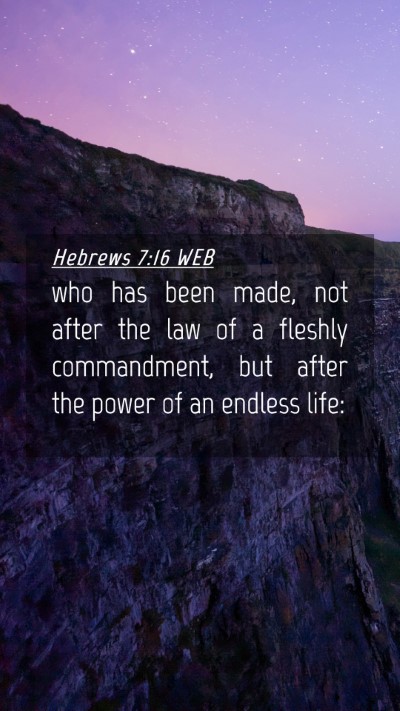 Picture 04 - Hebrews 7:16 WEB Mobile Phone Wallpaper - who has been made, not after the law of a fleshly - Mobile Bible Verse Wallpaper