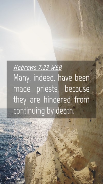 Picture 04 - Hebrews 7:23 WEB Mobile Phone Wallpaper - Many, indeed, have been made priests, because - Mobile Bible Verse Wallpaper