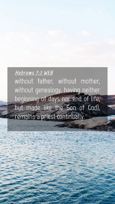 Picture 04 - Hebrews 7:3 WEB Mobile Phone Wallpaper - without father, without mother, without - Mobile Bible Verse Wallpaper
