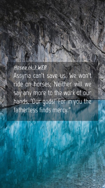 Picture 04 - Hosea 14:3 WEB Mobile Phone Wallpaper - Assyria can't save us. We won't ride on horses; - Mobile Bible Verse Wallpaper
