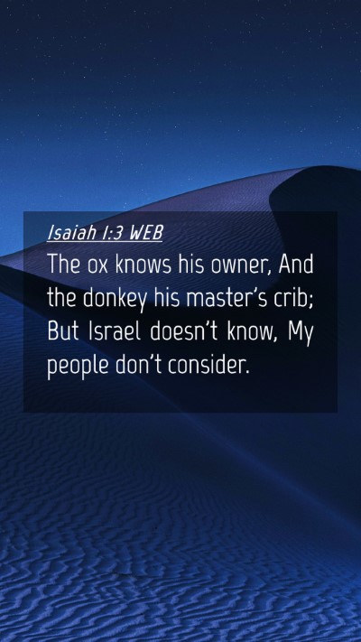 Picture 04 - Isaiah 1:3 WEB Mobile Phone Wallpaper - The ox knows his owner, And the donkey his - Mobile Bible Verse Wallpaper