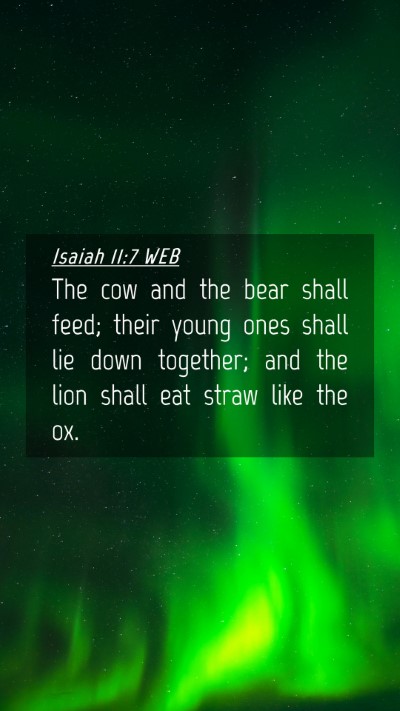 Picture 04 - Isaiah 11:7 WEB Mobile Phone Wallpaper - The cow and the bear shall feed; their young ones - Mobile Bible Verse Wallpaper
