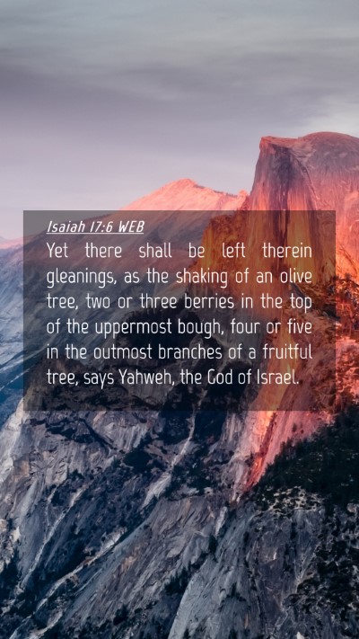 Picture 04 - Isaiah 17:6 WEB Mobile Phone Wallpaper - Yet there shall be left therein gleanings, as the - Mobile Bible Verse Wallpaper