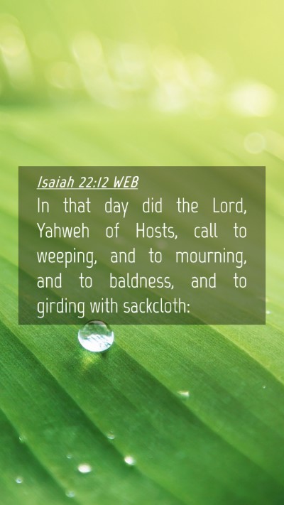 Picture 04 - Isaiah 22:12 WEB Mobile Phone Wallpaper - In that day did the Lord, Yahweh of Hosts, call - Mobile Bible Verse Wallpaper