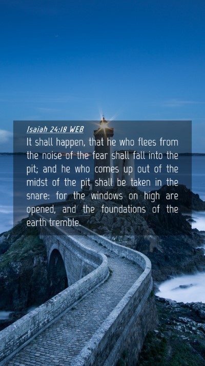 Picture 04 - Isaiah 24:18 WEB Mobile Phone Wallpaper - It shall happen, that he who flees from the noise - Mobile Bible Verse Wallpaper