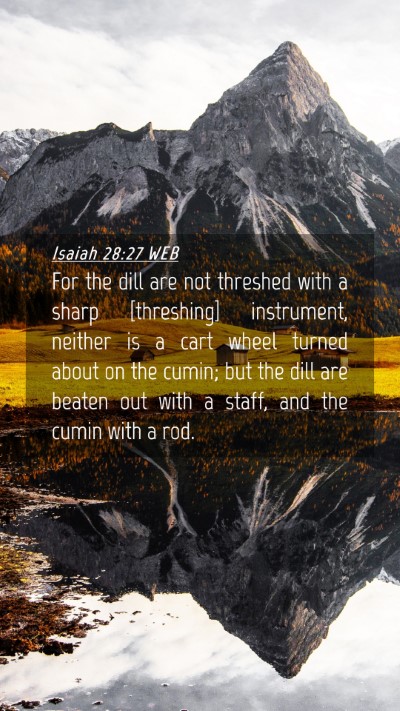 Picture 04 - Isaiah 28:27 WEB Mobile Phone Wallpaper - For the dill are not threshed with a sharp - Mobile Bible Verse Wallpaper
