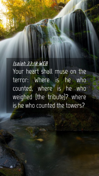 Picture 04 - Isaiah 33:18 WEB Mobile Phone Wallpaper - Your heart shall muse on the terror: Where is he - Mobile Bible Verse Wallpaper