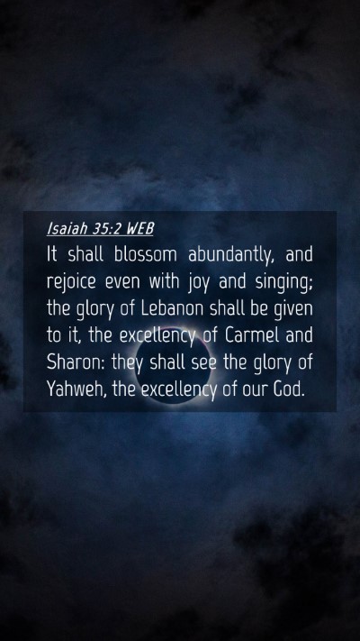 Picture 04 - Isaiah 35:2 WEB Mobile Phone Wallpaper - It shall blossom abundantly, and rejoice even - Mobile Bible Verse Wallpaper