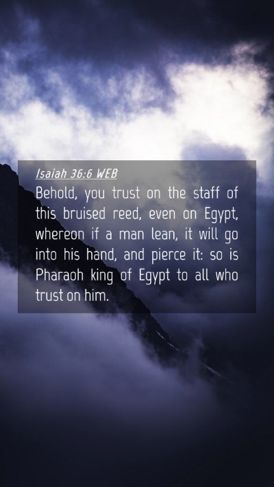 Picture 04 - Isaiah 36:6 WEB Mobile Phone Wallpaper - Behold, you trust on the staff of this bruised - Mobile Bible Verse Wallpaper
