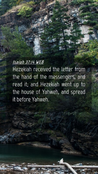 Picture 04 - Isaiah 37:14 WEB Mobile Phone Wallpaper - Hezekiah received the letter from the hand of the - Mobile Bible Verse Wallpaper