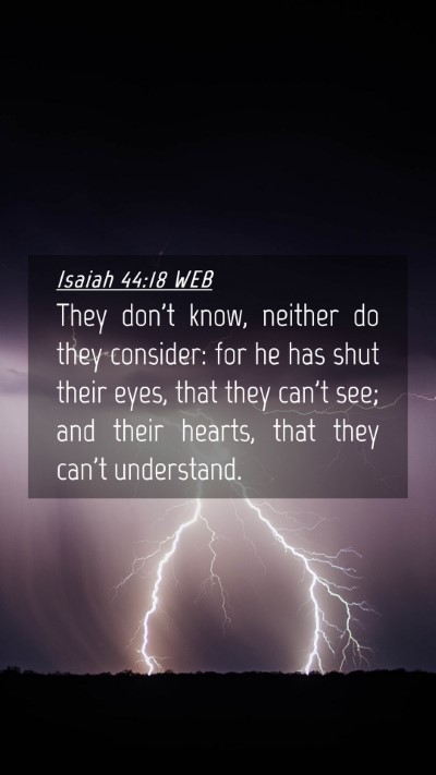 Picture 04 - Isaiah 44:18 WEB Mobile Phone Wallpaper - They don't know, neither do they consider: for he - Mobile Bible Verse Wallpaper