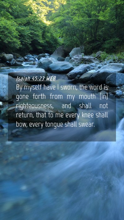 Picture 04 - Isaiah 45:23 WEB Mobile Phone Wallpaper - By myself have I sworn, the word is gone forth - Mobile Bible Verse Wallpaper