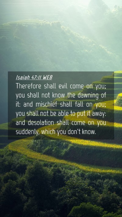 Picture 04 - Isaiah 47:11 WEB Mobile Phone Wallpaper - Therefore shall evil come on you; you shall not - Mobile Bible Verse Wallpaper
