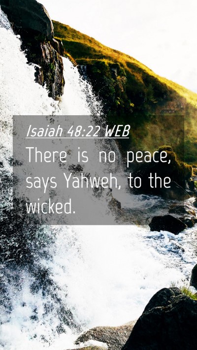 Picture 04 - Isaiah 48:22 WEB Mobile Phone Wallpaper - There is no peace, says Yahweh, to the - Mobile Bible Verse Wallpaper