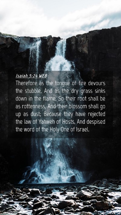 Picture 04 - Isaiah 5:24 WEB Mobile Phone Wallpaper - Therefore as the tongue of fire devours the - Mobile Bible Verse Wallpaper
