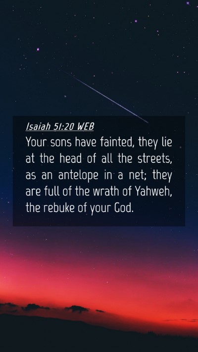 Picture 04 - Isaiah 51:20 WEB Mobile Phone Wallpaper - Your sons have fainted, they lie at the head of - Mobile Bible Verse Wallpaper