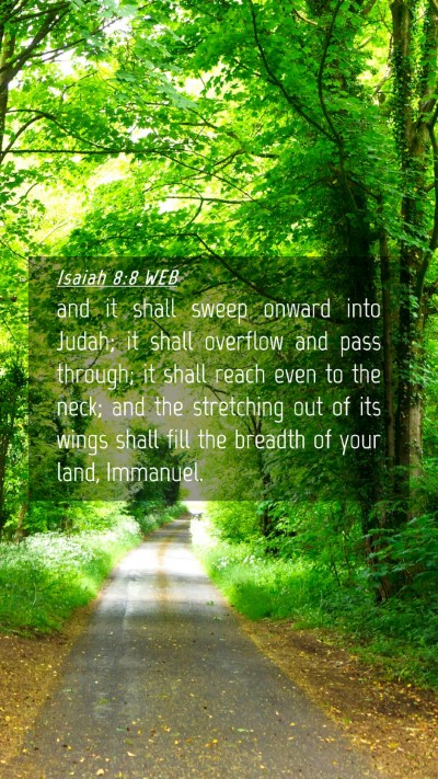 Picture 04 - Isaiah 8:8 WEB Mobile Phone Wallpaper - and it shall sweep onward into Judah; it shall - Mobile Bible Verse Wallpaper