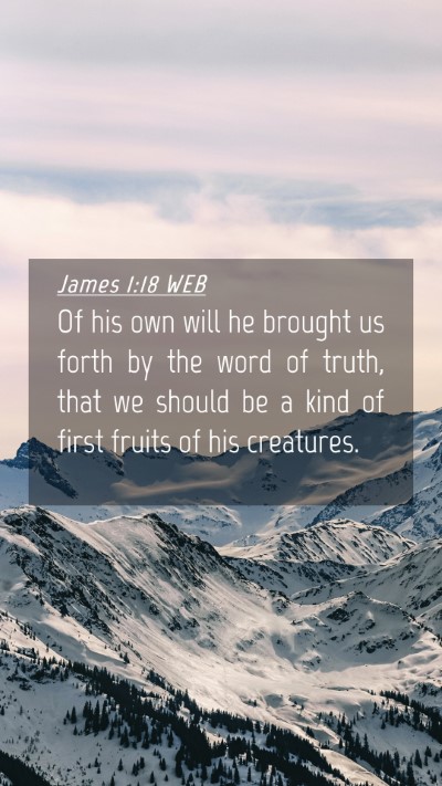 Picture 04 - James 1:18 WEB Mobile Phone Wallpaper - Of his own will he brought us forth by the word - Mobile Bible Verse Wallpaper