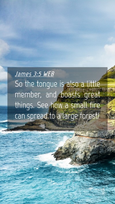 Picture 04 - James 3:5 WEB Mobile Phone Wallpaper - So the tongue is also a little member, and boasts - Mobile Bible Verse Wallpaper