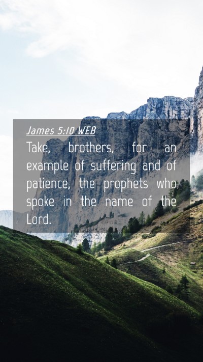 Picture 04 - James 5:10 WEB Mobile Phone Wallpaper - Take, brothers, for an example of suffering and - Mobile Bible Verse Wallpaper