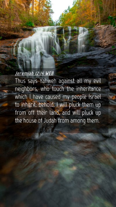 Picture 04 - Jeremiah 12:14 WEB Mobile Phone Wallpaper - Thus says Yahweh against all my evil neighbors, - Mobile Bible Verse Wallpaper