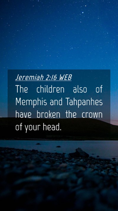Picture 04 - Jeremiah 2:16 WEB Mobile Phone Wallpaper - The children also of Memphis and Tahpanhes have - Mobile Bible Verse Wallpaper