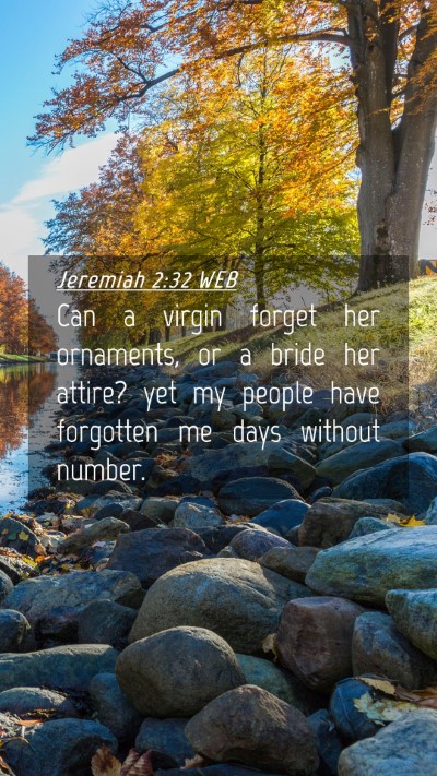 Picture 04 - Jeremiah 2:32 WEB Mobile Phone Wallpaper - Can a virgin forget her ornaments, or a bride her - Mobile Bible Verse Wallpaper