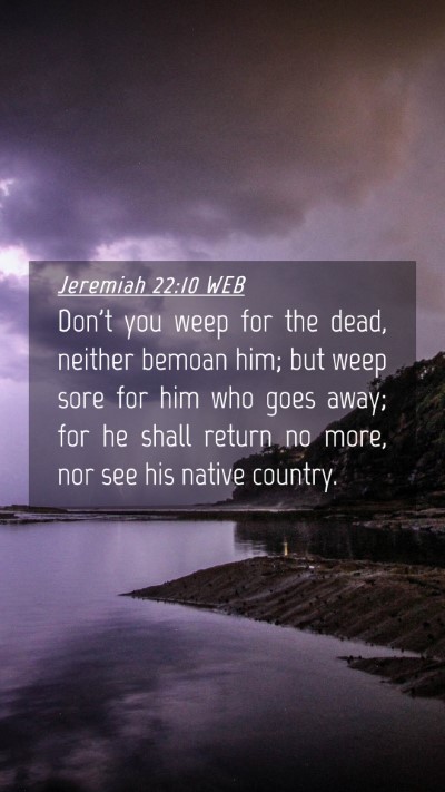 Picture 04 - Jeremiah 22:10 WEB Mobile Phone Wallpaper - Don't you weep for the dead, neither bemoan him; - Mobile Bible Verse Wallpaper