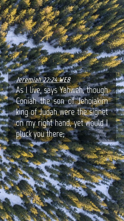 Picture 04 - Jeremiah 22:24 WEB Mobile Phone Wallpaper - As I live, says Yahweh, though Coniah the son of - Mobile Bible Verse Wallpaper