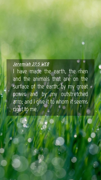Picture 04 - Jeremiah 27:5 WEB Mobile Phone Wallpaper - I have made the earth, the men and the animals - Mobile Bible Verse Wallpaper