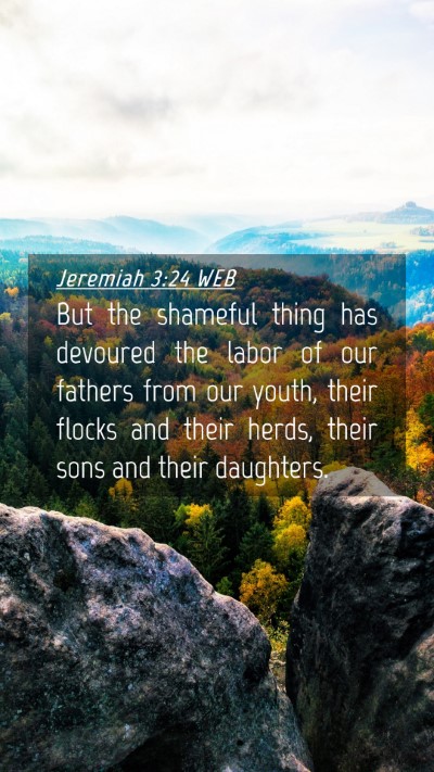 Picture 04 - Jeremiah 3:24 WEB Mobile Phone Wallpaper - But the shameful thing has devoured the labor of - Mobile Bible Verse Wallpaper