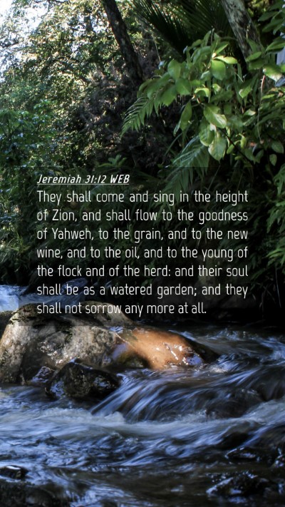 Picture 04 - Jeremiah 31:12 WEB Mobile Phone Wallpaper - They shall come and sing in the height of Zion, - Mobile Bible Verse Wallpaper