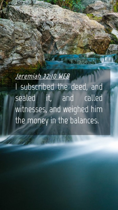Picture 04 - Jeremiah 32:10 WEB Mobile Phone Wallpaper - I subscribed the deed, and sealed it, and called - Mobile Bible Verse Wallpaper