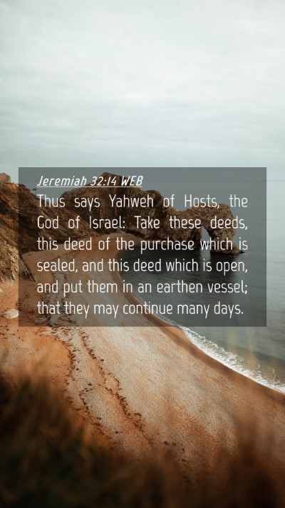 Picture 04 - Jeremiah 32:14 WEB Mobile Phone Wallpaper - Thus says Yahweh of Hosts, the God of Israel: - Mobile Bible Verse Wallpaper
