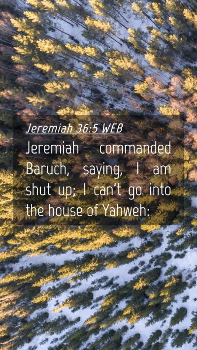 Picture 04 - Jeremiah 36:5 WEB Mobile Phone Wallpaper - Jeremiah commanded Baruch, saying, I am shut up; - Mobile Bible Verse Wallpaper