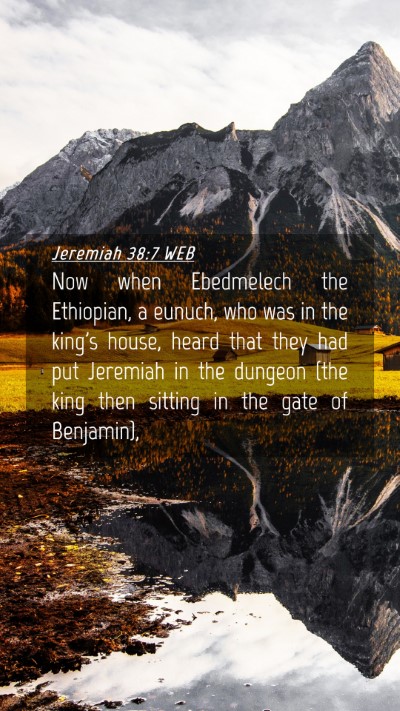 Picture 04 - Jeremiah 38:7 WEB Mobile Phone Wallpaper - Now when Ebedmelech the Ethiopian, a eunuch, who - Mobile Bible Verse Wallpaper