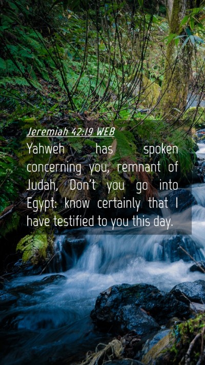 Picture 04 - Jeremiah 42:19 WEB Mobile Phone Wallpaper - Yahweh has spoken concerning you, remnant of - Mobile Bible Verse Wallpaper