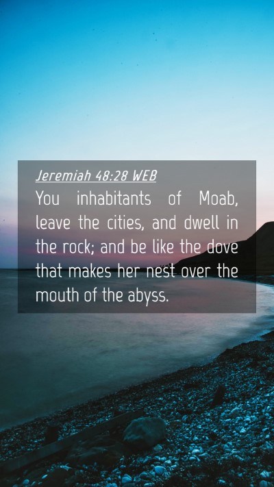 Picture 04 - Jeremiah 48:28 WEB Mobile Phone Wallpaper - You inhabitants of Moab, leave the cities, and - Mobile Bible Verse Wallpaper
