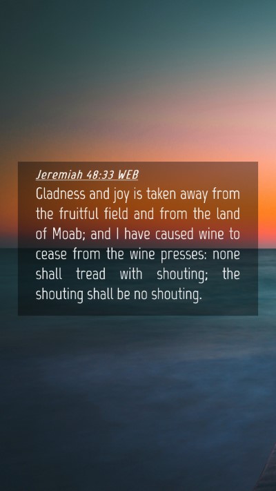 Picture 04 - Jeremiah 48:33 WEB Mobile Phone Wallpaper - Gladness and joy is taken away from the fruitful - Mobile Bible Verse Wallpaper