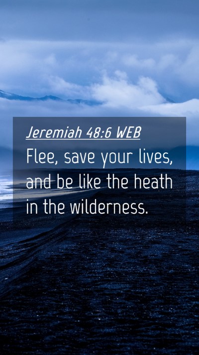 Picture 04 - Jeremiah 48:6 WEB Mobile Phone Wallpaper - Flee, save your lives, and be like the heath in - Mobile Bible Verse Wallpaper