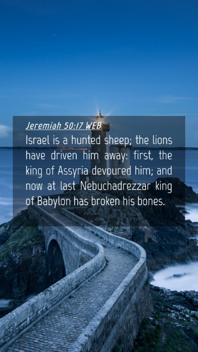Picture 04 - Jeremiah 50:17 WEB Mobile Phone Wallpaper - Israel is a hunted sheep; the lions have driven - Mobile Bible Verse Wallpaper