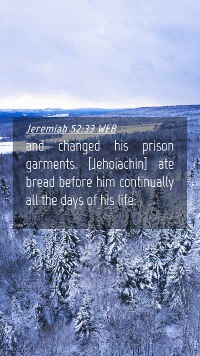 Picture 04 - Jeremiah 52:33 WEB Mobile Phone Wallpaper - and changed his prison garments. [Jehoiachin] ate - Mobile Bible Verse Wallpaper